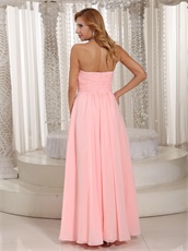 Stylish Ruching Blush Chiffon Bridesmaid Dress Rose Flowers Waist