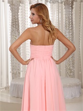 Stylish Ruching Blush Chiffon Bridesmaid Dress Rose Flowers Waist