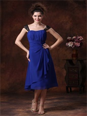 Royal Blue Wedding Guest Bridesmaid Dress Black Lace Wide Straps