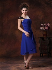 Royal Blue Wedding Guest Bridesmaid Dress Black Lace Wide Straps