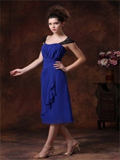 Royal Blue Wedding Guest Bridesmaid Dress Black Lace Wide Straps