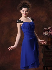 Royal Blue Wedding Guest Bridesmaid Dress Black Lace Wide Straps