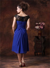 Royal Blue Wedding Guest Bridesmaid Dress Black Lace Wide Straps