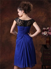 Royal Blue Wedding Guest Bridesmaid Dress Black Lace Wide Straps