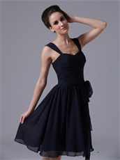 Simple Double Straps Navy Blue Bridesmaid Dress Chiffon Lightness