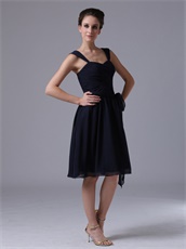 Simple Double Straps Navy Blue Bridesmaid Dress Chiffon Lightness