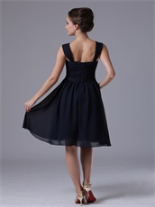 Simple Double Straps Navy Blue Bridesmaid Dress Chiffon Lightness