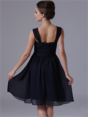 Simple Double Straps Navy Blue Bridesmaid Dress Chiffon Lightness