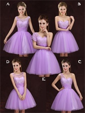 Series Design Lilac Lace Short Dama Dress Different From Each Other