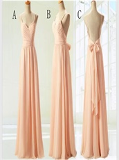 Peach Floor Length Bridesmaid Long Dresses Team-buying Under 80