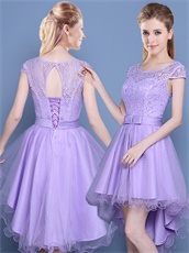 Elegant Lilac Dancing Party High Low Edge Curl Tulle Skirt