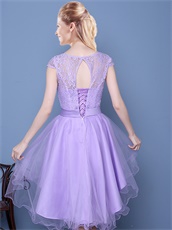 Elegant Lilac Dancing Party High Low Edge Curl Tulle Skirt