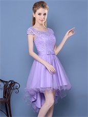 Elegant Lilac Dancing Party High Low Edge Curl Tulle Skirt