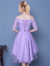 Elegant Lilac Dancing Party High Low Edge Curl Tulle Skirt