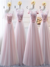 Baby Pink and Baby Blue Flowers Bodice Bridesmaids Dress Series Sale