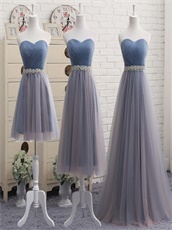 Steel Gray With Blush Different Skirt Length Series For Bridesmaids