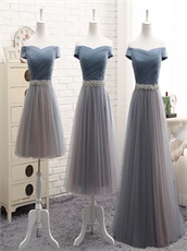 Steel Gray With Blush Different Skirt Length Series For Bridesmaids