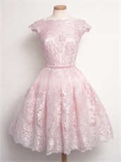 Available Conservative High Neck Short Lace Dresses For Prom