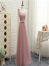 Pretty Cameo Brown Series Neckline Floor Length Dress For Bridesmaids