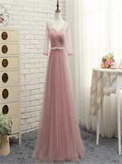 Pretty Cameo Brown Series Neckline Floor Length Dress For Bridesmaids