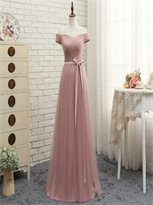 Pretty Cameo Brown Series Neckline Floor Length Dress For Bridesmaids