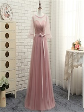 Pretty Cameo Brown Series Neckline Floor Length Dress For Bridesmaids