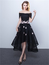 Flat Net Material Hi-Low Homecoming Dress With Elastic Mesh Tape/Horsehair Design