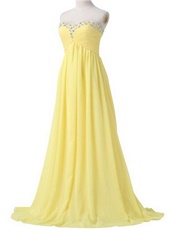 Daffodil Floor Length Elegant Beaded Sweetheart Neckline Chiffon Skirt