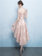 Off The Shoulder Blush Lace High Low Show Figure Outstanding For Wine Party
