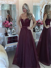 Complexion Skin Color Scoop Neck Lady Wear Burgundy Prom Dress Sexy
