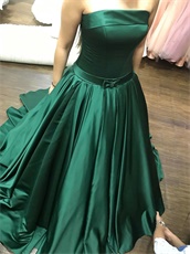 Hunter Green Hang Down Suitable Feeling Prom Dress Strapless Bordure