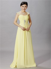 Vivacious Floor Length Daffodil Chiffon Dress For Meeting Wear