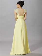 Vivacious Floor Length Daffodil Chiffon Dress For Meeting Wear