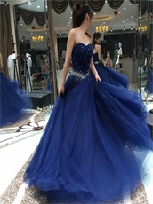 Dark Royal Blue Multilayered Tulle Prom Ball Gown Local Boutique Hot Sell
