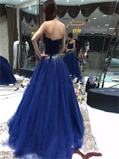 Dark Royal Blue Multilayered Tulle Prom Ball Gown Local Boutique Hot Sell