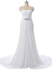 Crosses Ruching Embellished Lightness Chiffon Bridal Prom Dress White