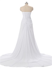 Crosses Ruching Embellished Lightness Chiffon Bridal Prom Dress White