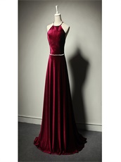 Wine Red Velvet Peter Pan collar Cross Back Sexy Pagent Dresses Stores