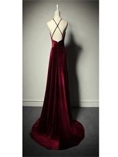 Wine Red Velvet Peter Pan collar Cross Back Sexy Pagent Dresses Stores