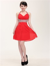Youthful Halter Short Red Homecoming Dress For High School