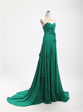 Hunter Green Chiffon Elegant Forest Series Pub Meeting Dress