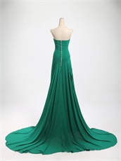 Hunter Green Chiffon Elegant Forest Series Pub Meeting Dress