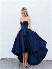 Navy Blue High Low Special Occasion Dress Sing and Dancing Party Wear