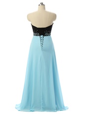 Empire Waist Black and Long Light Aqua Skirt For Wedding Ceremony