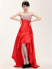 Not Expensive Shapely High Low Red Prom Dress Sweetheart