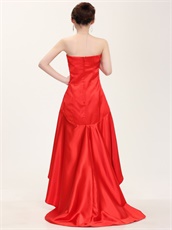 Not Expensive Shapely High Low Red Prom Dress Sweetheart