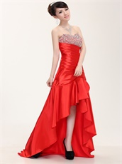 Not Expensive Shapely High Low Red Prom Dress Sweetheart