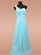 Empire Waist Exclusive Bridal Party Long Dress Aqua Chiffon