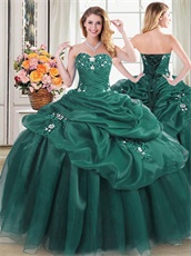 Separated Four Pieces DIY Detachable Hunter Green Pop Color Quinceanera Gown Sales