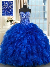 Beading and Ruffles Royal Blue Quinceanera Dress Can Made Same Style Dolls